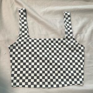 black & white checkered crop top